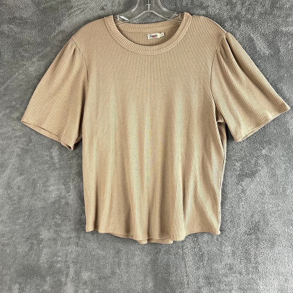 Faherty Legend Rib Layne Tee Womens XL Nomad Tan Lightweight Minimalist